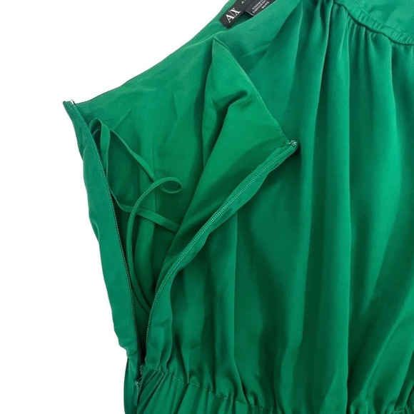 ARMANI EXCHANGE One Shoulder Jumpsuit Kelly Green Satin Silky Summer Size 0 - Picture 6 of 9